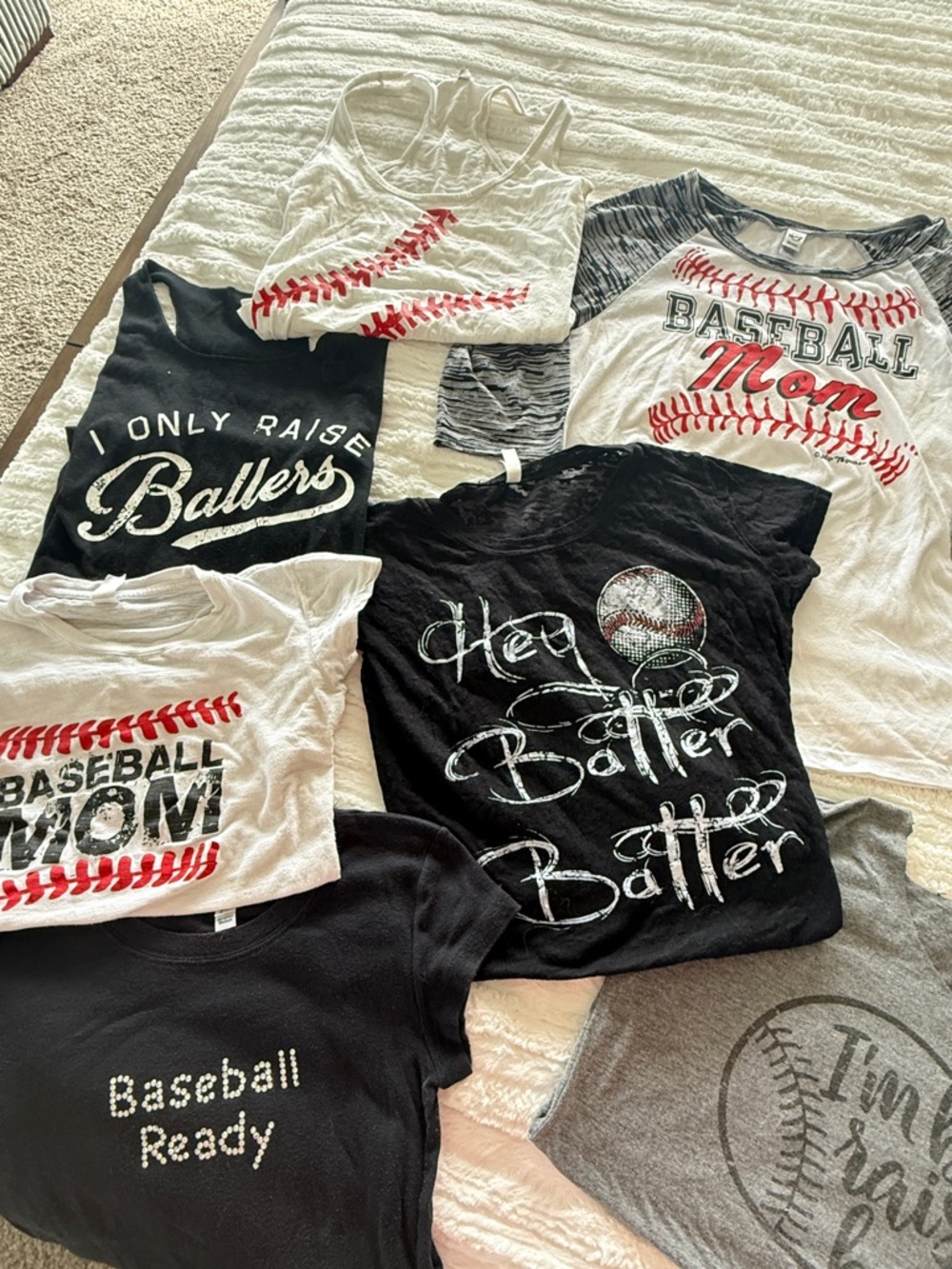 Baseball Mom Baseball Graphic Tee Bundle - Black, White, Red, & Gray
